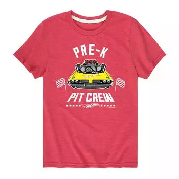 Футболка Hot Wheels Pit Crew Pre-K для мальчиков 8–20 лет с рисунком Licensed Character, красный
