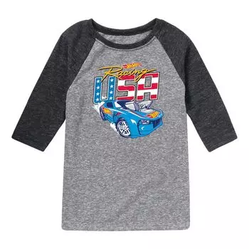 Футболка Hot Wheels Racing USA для мальчиков 8–20 лет с рисунком реглан Licensed Character