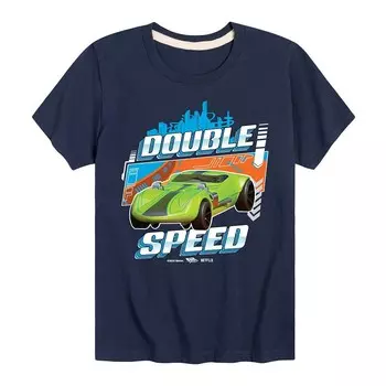 Футболка Hot Wheels с рисунком Double Speed для мальчиков 8–20 лет, темно-синий