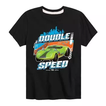 Футболка Hot Wheels с рисунком Double Speed для мальчиков 8–20 лет, черный