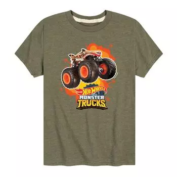 Футболка Hot Wheels с рисунком тигровой акулы для мальчиков 8–20 лет Licensed Character, зеленый