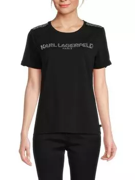 Футболка Hotfix с декорированным логотипом Karl Lagerfeld Paris, черный