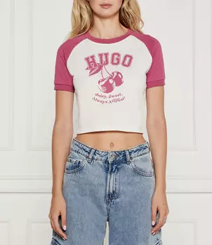 Футболка Hugo Blue Dana Cropped Fit, белый