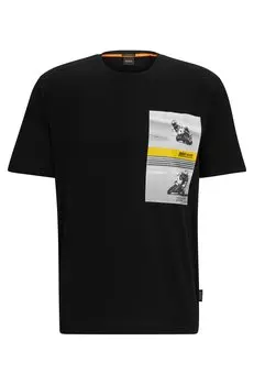 Футболка Hugo Boss Relaxed-fit Cotton With Motorbike-racing Print, чёрный