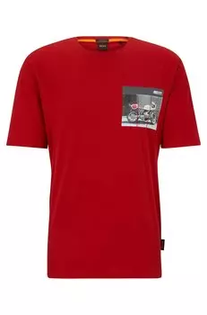 Футболка Hugo Boss Relaxed-fit Cotton With Motorbike-racing Print, красный