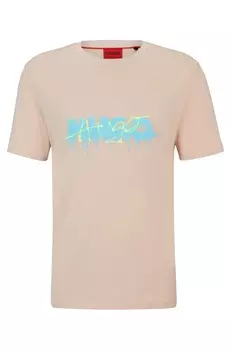 Футболка Hugo Cotton-jersey With Double Logo, светло-розовый