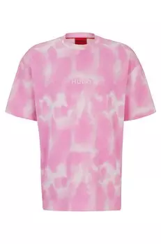 Футболка Hugo Cotton-jersey With Seasonal Print, розовый