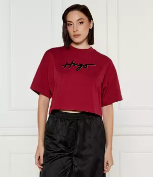 Футболка HUGO Cropped Fit, бордо