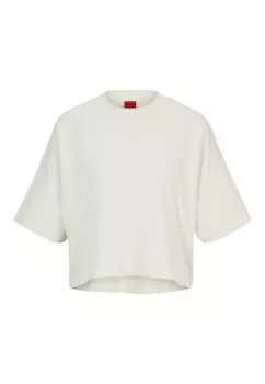 Футболка HUGO CROPPED TEE_6 Relaxed Fit, белый