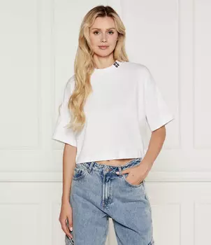 Футболка HUGO Damelody Cropped Fit, белый