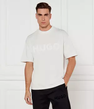 Футболка HUGO Dinkee Oversize fit, экрю