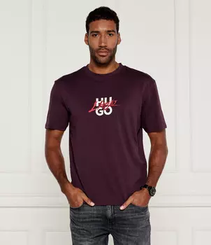 Футболка HUGO Dlongny Relaxed fit, бордо
