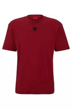 Футболка Hugo Interlock-cotton With Stacked Logo, темно-красный