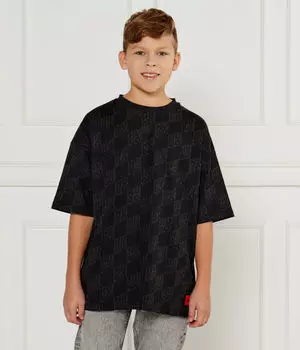 Футболка Hugo Kids с принтом по всей поверхности, черный