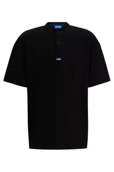 Футболка Hugo Loose-fit With Henley Neckline, черный