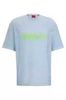 Футболка Hugo Mesh Oversize-fit With New-season Logo, голубой
