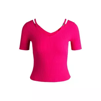 Футболка HUGO Shata 01 short sleeve v neck, розовый