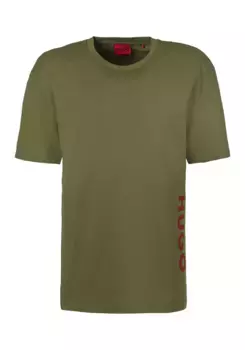 Футболка HUGO Underwear "T-SHIRT RN RELAXED" с надписью-логотипом сбоку, зеленый
