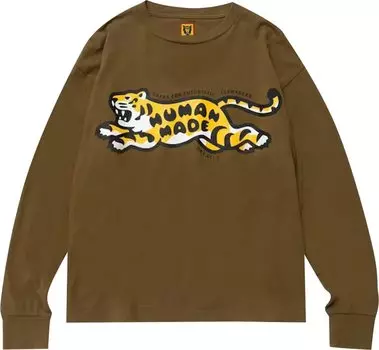 Футболка Human Made Tiger Long-Sleeve T-Shirt 'Olive Drab', зеленый