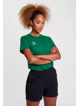 Футболка Hummel Rundhalsausschnitt gesticktes Logo Regular fit, зеленый