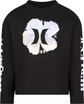 Футболка Hurley Hibiscus Tropical Long Sleeve Tee, черный