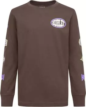 Футболка Hurley Kids Badge Long Sleeve Tee (Big Kid), цвет Espresso