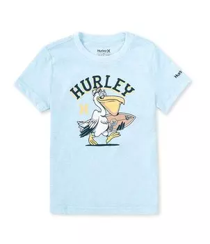 Футболка Hurley Little Boys 2T-7 с короткими рукавами «Пеликан», синий