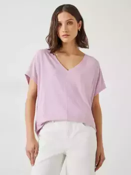 Футболка HUSH Danny Deep V-Neck Linen Blend, цвет light/lilac