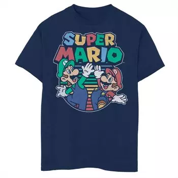 Футболка Husky Nintendo Mario And Luigi High Five для мальчиков 8–20 лет с рисунком Licensed Character, синий