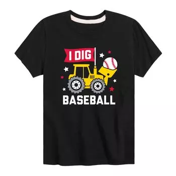 Футболка I Dig Baseball с рисунком для мальчиков 8–20 лет Licensed Character, черный