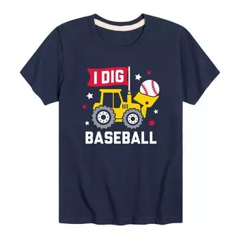 Футболка I Dig Baseball с рисунком для мальчиков 8–20 лет Licensed Character, синий