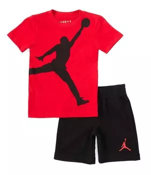 Футболка и короткий комплект Jumbo Jumpman с короткими рукавами Jordan Little Boys 2T-7, красный