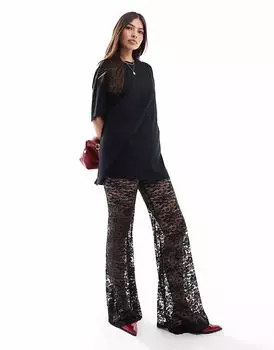 Футболка и кружевной комбинезон 2 в 1 от ASOS DESIGN черного цвета