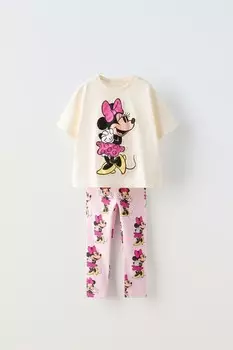 Футболка и леггинсы минни маус disney ZARA, экрю