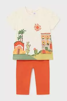 Футболка и леггинсы с фигурным принтом Mayoral, зеленый