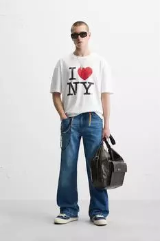 Футболка i love new york ZARA, устрично-белый