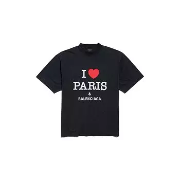 Футболка I Love Paris & Balenciaga, средний крой, черный