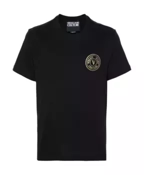Футболка и поло с эмблемой V Versace Jeans Couture, черный