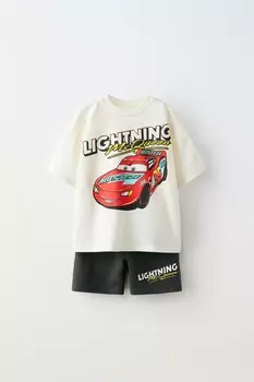 Футболка и шорты-бермуды cars disney ZARA, антрацитово-серый