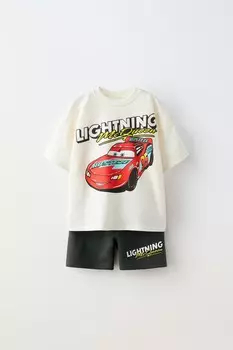 Футболка и шорты-бермуды cars disney ZARA, антрацитово-серый
