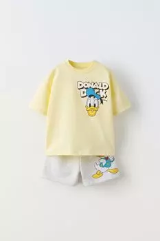 Футболка и шорты-бермуды с дональдом дак disney ZARA, желтый