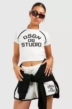 Футболка и шорты Boohoo Dsgn Studio с окантовкой, экрю