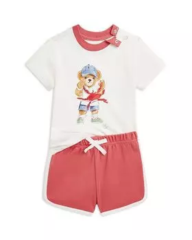 Футболка и шорты Polo Bear для мальчиков из хлопка — комплект для малышей Ralph Lauren, белый