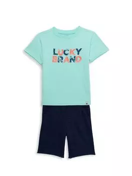 Футболка и шорты с рисунком для маленького мальчика Lucky Brand, синий