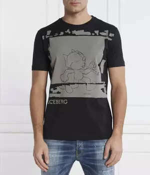 Футболка Iceberg Regular Fit с принтом, черный / серый