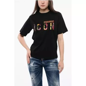 Футболка ICON из хлопка с круглым вырезом и градиентным принтом Dsquared2, Black