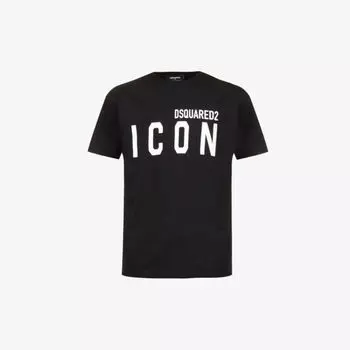 Футболка Icon из хлопкового джерси с логотипом Dsquared2, черный