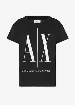 Футболка Icon с логотипом бойфренда Armani Exchange, черный