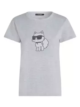 Футболка Ikon Choupette со стразами KARL LAGERFELD, серый
