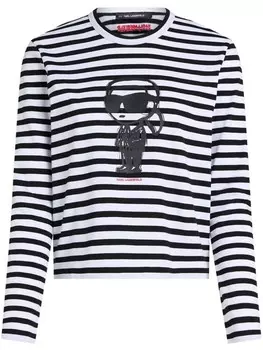 Футболка Ikon из хлопка в полоску Karl Lagerfeld, черный